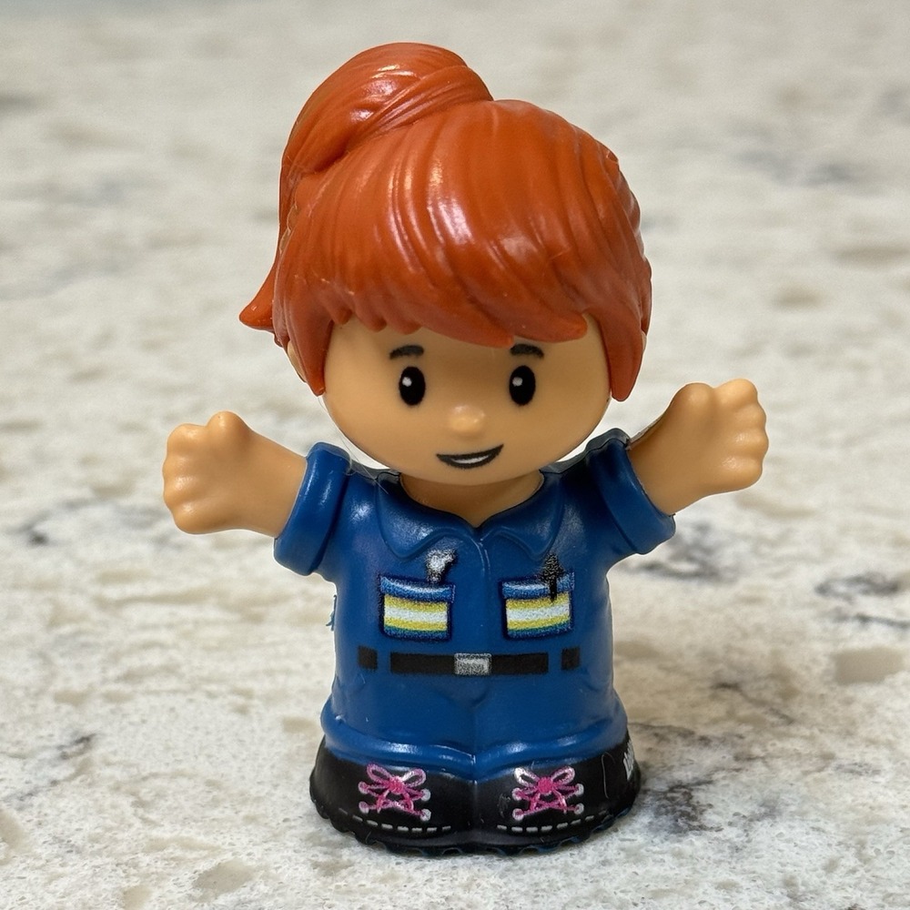 Fisher Price Little People Women Girl Lady Mechanic Ponytail Red Hair Blue 2023